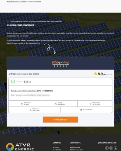 Site web ATVR Energie - Avis Plus que Pro