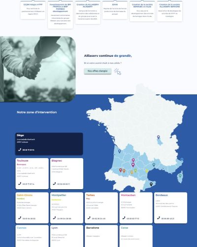 Site web Alliaserv - page de localisation