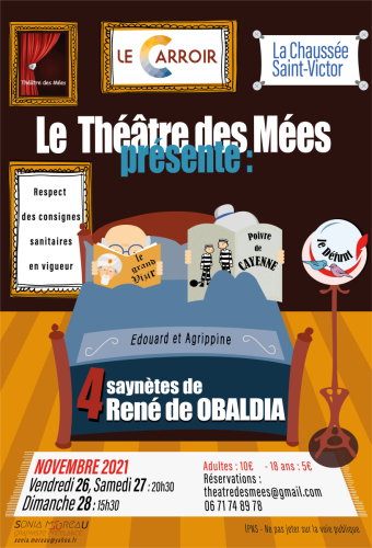 Affiche pour des pièces de théâtre - Le Théâtre des Mées - La Chaussée St Victor (41)